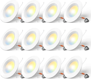 Amico 12 Pack 5/6 inch LED Recessed Lighting, Retrofit Can Lights, White Amico 12 Pack 5/6 inch LED Recessed Lighting, Retrofit Can Lights, White