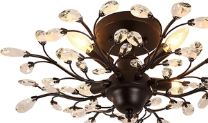 SEOL;Vintage Black 4-Socket Crystal Branch Close to Ceiling Light Fixture; SEOL;Vintage Black 4-Socket Crystal Branch Close to Ceiling Light Fixture;
