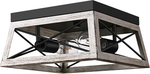 DEWENWILS Farmhouse Flush Mount Ceiling Light Wood Grain Bronze DEWENWILS Farmhouse Flush Mount Ceiling Light Wood Grain Bronze