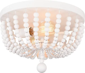 ALICE HOUSE 14.1" Flush Mount Light, White Wood Bead Chandelier, 2 Light Ceiling Light for Bedroom, Hallway, Foyer, ETL Listed, AL9031-S2 ALICE HOUSE 14.1" Flush Mount Light, White Wood Bead Chandelier, 2 Light Ceiling Light for Bedroom, Hallway, Foyer, ETL Listed, AL9031-S2