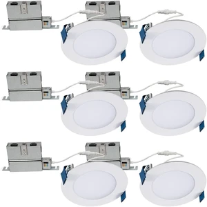 HALO HLB 4 inch LED Recessed Light, Thin Canless, Dimmable w/Selectable Color Temperatures, 6-Pack - HLB40699FS1EMWR-6PK HALO HLB 4 inch LED Recessed Light, Thin Canless, Dimmable w/Selectable Color Temperatures, 6-Pack - HLB40699FS1EMWR-6PK