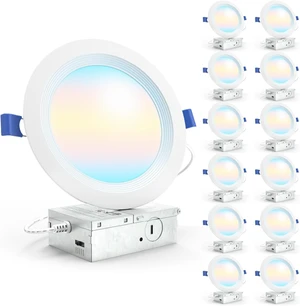Sunco 12 Pack 6 Inch Canless LED Recessed Lights, 5CCT, 14W, Dimmable Sunco 12 Pack 6 Inch Canless LED Recessed Lights, 5CCT, 14W, Dimmable