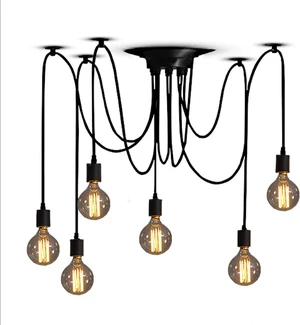 Classic Spider pendent Lamps, Ajustable DIY Ceiling Spider Light E27, Rustic Chandelier, Industrial Hanging Light Dining Hall Bedroom Hotel Decoration, 6 Arms(Each with 1.7m Wire) Classic Spider pendent Lamps, Ajustable DIY Ceiling Spider Light E27, Rustic Chandelier, Industrial Hanging Light Dining Hall Bedroom Hotel Decoration, 6 Arms(Each with 1.7m Wire)