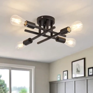 ZGLAOJT Semi Flush Mount 4 Light Ceiling Light Matte Black with E26 Base Modern Chandelier for Farmhouse Kitchen Dining Room Bedroom Study Living Room. ZGLAOJT Semi Flush Mount 4 Light Ceiling Light Matte Black with E26 Base Modern Chandelier for Farmhouse Kitchen Dining Room Bedroom Study Living Room.