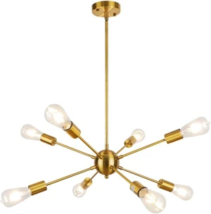 LynPon Gold Sputnik Light Fixture, 8 Lights Plating Golden Chandelier, Modern Dining Room Ceiling Lights Brass Hanging Light Fixtures for Kitchen Living Room Bedroom Entryway Foyer LynPon Gold Sputnik Light Fixture, 8 Lights Plating Golden Chandelier, Modern Dining Room Ceiling Lights Brass Hanging Light Fixtures for Kitchen Living Room Bedroom Entryway Foyer