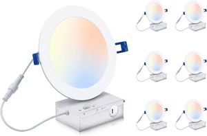 CLOUDY BAY 6 inch 3000K/ 4000K/ 5000K Selectable,Dimmable Recessed Lighting 15W CRI90+,Ultra Thin LED Recessed Light with Junction Box,IC Rated, Canless Wafer Downlight, Damp Location, White, 6 Pack CLOUDY BAY 6 inch 3000K/ 4000K/ 5000K Selectable,Dimmable Recessed Lighting 15W CRI90+,Ultra Thin LED Recessed Light with Junction Box,IC Rated, Canless Wafer Downlight, Damp Location, White, 6 Pack
