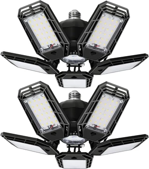 Garage Lights Led, Deformable Design with Adjustable Panels,150W 15000LM 6500K E26/E27 Screw Base, Super Bright Shop Lighting, 2 Pack Garage Lights Led, Deformable Design with Adjustable Panels,150W 15000LM 6500K E26/E27 Screw Base, Super Bright Shop Lighting, 2 Pack