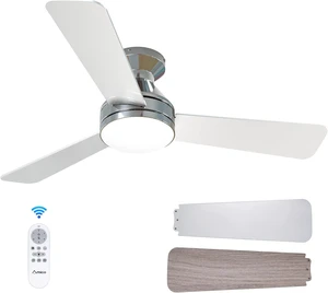 Amico 42 Inch Nickel Low Profile Ceiling Fans with Lights and Remote Amico 42 Inch Nickel Low Profile Ceiling Fans with Lights and Remote