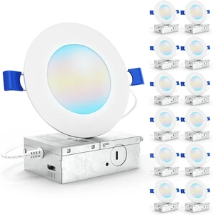 Sunco 12 Pack 4 Inch Slim Canless LED Recessed Lights, 10W 5CCT, Dimmable Sunco 12 Pack 4 Inch Slim Canless LED Recessed Lights, 10W 5CCT, Dimmable