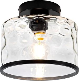 Zlepmlla Glass Ceiling Light, Black Semi Flush Mount with Hammered Glass Shade, Farmhouse Light Fixture for Hallway, Bathroom, Entryway, Kitchen,Living Room Zlepmlla Glass Ceiling Light, Black Semi Flush Mount with Hammered Glass Shade, Farmhouse Light Fixture for Hallway, Bathroom, Entryway, Kitchen,Living Room