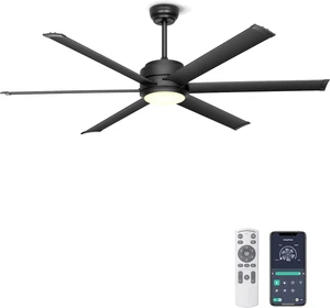 Ohniyou 60" Black Industrial Ceiling Fan with Light for Patio, Living Room Ohniyou 60" Black Industrial Ceiling Fan with Light for Patio, Living Room