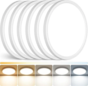 Peasur 12Inch LED Ceiling Light Flush Mount, 5CCT 3000K-6500K Adjustable Ceiling Light Fixture, 2400LM 24W Bright White Flat Lighting Fixture for Hallway Kitchen Bathroom Bedroom, 6Pack Peasur 12Inch LED Ceiling Light Flush Mount, 5CCT 3000K-6500K Adjustable Ceiling Light Fixture, 2400LM 24W Bright White Flat Lighting Fixture for Hallway Kitchen Bathroom Bedroom, 6Pack