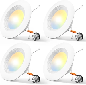 Amico 4 Pack 5/6 inch 5CCT LED Recessed Lighting, Retrofit Can Light, White Amico 4 Pack 5/6 inch 5CCT LED Recessed Lighting, Retrofit Can Light, White