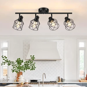 Baocuz 4-Lights Semi Flush Mount Ceiling Light, Adjustable Multi-Directional Light Fixtures, Rotatable Farmhouse Light Fixtures Mount with Metal Cage for Dining Room, Living Room Baocuz 4-Lights Semi Flush Mount Ceiling Light, Adjustable Multi-Directional Light Fixtures, Rotatable Farmhouse Light Fixtures Mount with Metal Cage for Dining Room, Living Room