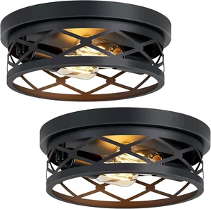 2 Pack Flush Mount Ceiling Light,Black 2-Light Hallway Light Fixtures Ceiling for Kitchen Entryway Bedroom Hall,E26 Base 2 Pack Flush Mount Ceiling Light,Black 2-Light Hallway Light Fixtures Ceiling for Kitchen Entryway Bedroom Hall,E26 Base