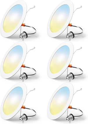 FREELICHT 6 Pack Retrofit LED Recessed Lighting 6 Inch, 5CCT, White FREELICHT 6 Pack Retrofit LED Recessed Lighting 6 Inch, 5CCT, White