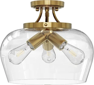 VONLUCE Semi Flush Mount Ceiling Light, Clear Glass Shade Light Fixture VONLUCE Semi Flush Mount Ceiling Light, Clear Glass Shade Light Fixture