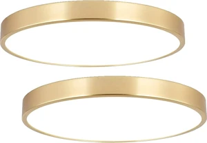 SOTTAE 2 Pack 9 Inch Brushed Gold Metal Flush Mount LED Ceiling Light,3000K-5000K Thin Round Low Profile Ceiling Lamp,Modern Surface Mount Ceiling Light Fixtures for Bedroom Hallway Bathroom SOTTAE 2 Pack 9 Inch Brushed Gold Metal Flush Mount LED Ceiling Light,3000K-5000K Thin Round Low Profile Ceiling Lamp,Modern Surface Mount Ceiling Light Fixtures for Bedroom Hallway Bathroom