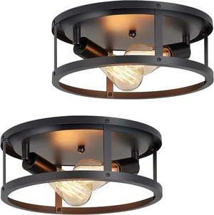 SKEJAO 13 inch Black Flush Mount Ceiling Light Fixture,2-Light Hallway Light fixtures Ceiling,Light Fixtures Ceiling Mount for Kitchen,Farmhouse,Bedroom (2 Pack) SKEJAO 13 inch Black Flush Mount Ceiling Light Fixture,2-Light Hallway Light fixtures Ceiling,Light Fixtures Ceiling Mount for Kitchen,Farmhouse,Bedroom (2 Pack)