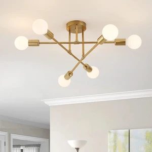 Semi Flush Mount Ceiling Light Fixture, 6 Lights Modern Sputnik Chandelier Ceiling Lamp with E26 Bulb Base, Light Fixtures Ceiling Mount for Bedroom Kitchen Living Room Hallway (Gold) Semi Flush Mount Ceiling Light Fixture, 6 Lights Modern Sputnik Chandelier Ceiling Lamp with E26 Bulb Base, Light Fixtures Ceiling Mount for Bedroom Kitchen Living Room Hallway (Gold)