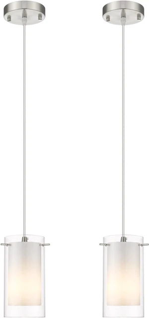 AKEZON Pendant Lights Kitchen Island 2 Pack, Brushed Nickel, Adjust Height AKEZON Pendant Lights Kitchen Island 2 Pack, Brushed Nickel, Adjust Height