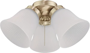 7784500 Three-Light LED Cluster Ceiling Fan Light Kit, Polished Brass Finish with Frosted Ribbed Glass 7784500 Three-Light LED Cluster Ceiling Fan Light Kit, Polished Brass Finish with Frosted Ribbed Glass