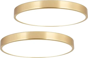SOTTAE 2 Pack 12 Inch Brushed Gold Metal Flush Mount LED Ceiling Light,3000K-5000K 20W Thin Round Ceiling Lamp,Modern Low Profile Ceiling Light Fixtures for Bedroom Living Room Kitchen Bathroom SOTTAE 2 Pack 12 Inch Brushed Gold Metal Flush Mount LED Ceiling Light,3000K-5000K 20W Thin Round Ceiling Lamp,Modern Low Profile Ceiling Light Fixtures for Bedroom Living Room Kitchen Bathroom