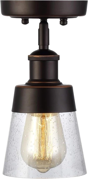 1-Light Rustic Farmhouse Glass Small Flush Mount Ceiling Light Fixture 1-Light Rustic Farmhouse Glass Small Flush Mount Ceiling Light Fixture