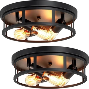 2 Pack Farmhouse Flush Mount Ceiling Lights,3-Light Black Hallway Light fixtures,Rustic Semi Flush Mount Lighting for Kitchen Dining Room Entryway Hall,E26 Base 2 Pack Farmhouse Flush Mount Ceiling Lights,3-Light Black Hallway Light fixtures,Rustic Semi Flush Mount Lighting for Kitchen Dining Room Entryway Hall,E26 Base