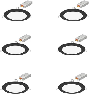 Juno 6" LED Recessed Light, 5-in-1 CCT, Ultra-Thin Flat Trim, Black, 6-Pk Juno 6" LED Recessed Light, 5-in-1 CCT, Ultra-Thin Flat Trim, Black, 6-Pk