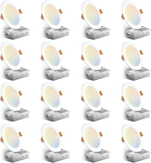 Amico 16 Pack 6 Inch 5CCT Ultra-Thin LED Recessed Ceiling Light Amico 16 Pack 6 Inch 5CCT Ultra-Thin LED Recessed Ceiling Light