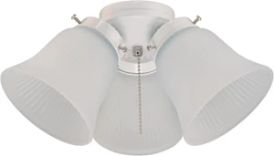 Three-Light LED Cluster Ceiling Fan Light Kit, White Finish with Frosted Ribbed Glass Three-Light LED Cluster Ceiling Fan Light Kit, White Finish with Frosted Ribbed Glass