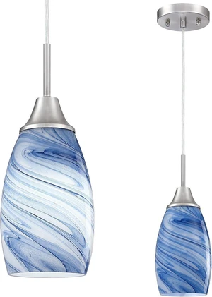 Viinew Mini Glass Pendant Light,1-Pack Blue Marble Glass Pendant Lights Viinew Mini Glass Pendant Light,1-Pack Blue Marble Glass Pendant Lights