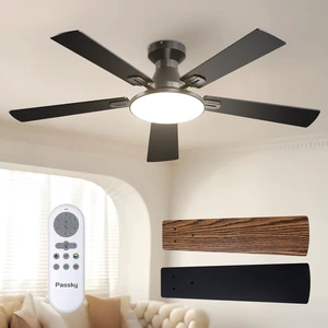 Passky 52 Inch Black Low Profile Ceiling Fans with Lights and Remote Passky 52 Inch Black Low Profile Ceiling Fans with Lights and Remote