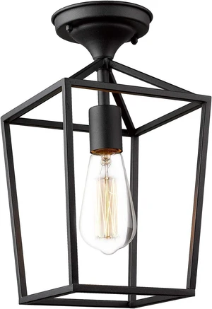 Emliviar Semi-Flush Mount Ceiling Light, 13 Inch, Black, 20065B1-F1 BK Emliviar Semi-Flush Mount Ceiling Light, 13 Inch, Black, 20065B1-F1 BK
