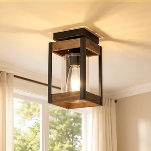 Black Wood Outdoor Flush Mount Ceiling Light Fixture with Glass Shade Black Wood Outdoor Flush Mount Ceiling Light Fixture with Glass Shade