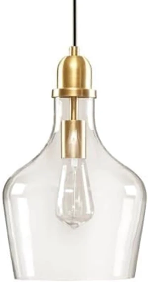 INK+IVY Auburn Pendant Lighting for Dining Room, Industrial Kitchen Lights, Hand-blown Glass Bell Shaped Pendant Light for Kitchen Island, Foyer, Bedroom, 9" Dia x 95.5" H, Gold/Clear INK+IVY Auburn Pendant Lighting for Dining Room, Industrial Kitchen Lights, Hand-blown Glass Bell Shaped Pendant Light for Kitchen Island, Foyer, Bedroom, 9" Dia x 95.5" H, Gold/Clear