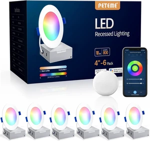 Peteme Smart LED Recessed Lighting 4 Inch, IC Rated ETL Certified, Canless Peteme Smart LED Recessed Lighting 4 Inch, IC Rated ETL Certified, Canless