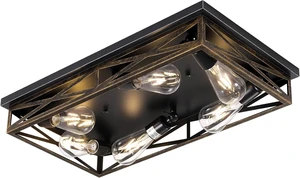 Farmhouse Rustic Ceiling Light for Kitchen, 6-Light Hallway Flush Mount Light Fixtures Ceiling Mount,23" Industrial Metal Cage Ceiling Light for Farmhouse,Kitchen,Hallway E26 Base(1 Pack) Farmhouse Rustic Ceiling Light for Kitchen, 6-Light Hallway Flush Mount Light Fixtures Ceiling Mount,23" Industrial Metal Cage Ceiling Light for Farmhouse,Kitchen,Hallway E26 Base(1 Pack)