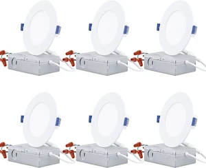 TORCHSTAR 6-Pack 4 Inch Ultra-Thin LED Recessed Lighting, CRI90, 4000K TORCHSTAR 6-Pack 4 Inch Ultra-Thin LED Recessed Lighting, CRI90, 4000K