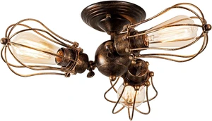 Vintage Ceiling Light Industrial Rotatable Semi-Flush Mount Ceiling Light Metal Lamp Fixtures Painted Finish (with 3 Light) (Bronze) Vintage Ceiling Light Industrial Rotatable Semi-Flush Mount Ceiling Light Metal Lamp Fixtures Painted Finish (with 3 Light) (Bronze)