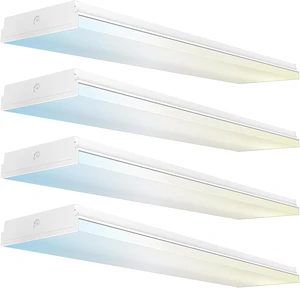 Sunco 4 Pack 4FT Inch LED Shop Light Prisma Wraparound Fixture, 3CCT Sunco 4 Pack 4FT Inch LED Shop Light Prisma Wraparound Fixture, 3CCT