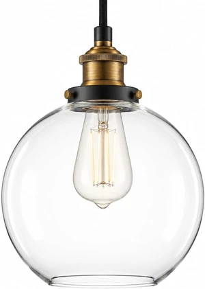 Linea di Liara Primo Globe Pendant Light, Black/Brass, Clear Glass Linea di Liara Primo Globe Pendant Light, Black/Brass, Clear Glass