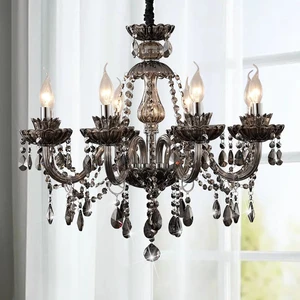 Luxurious Smoky Gray Crystal Chandelier for Living Room, Antique 6-Lights Teardrop Candle Chandelier Pendant Ceiling Lighting Fixture for Kitchen Dinner Party Closet Entryway of CRYSTOP Luxurious Smoky Gray Crystal Chandelier for Living Room, Antique 6-Lights Teardrop Candle Chandelier Pendant Ceiling Lighting Fixture for Kitchen Dinner Party Closet Entryway of CRYSTOP