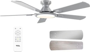 TCL 52" Silver Low Profile Ceiling Fan with Light & Remote TCL 52" Silver Low Profile Ceiling Fan with Light & Remote