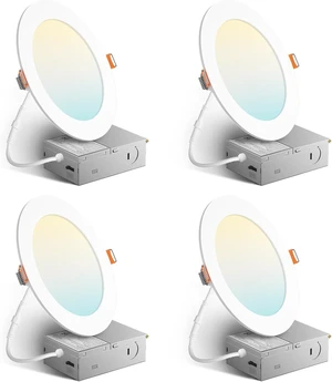 Amico 4 Pack 6 Inch LED Recessed Light with Junction Box, 1050LM, 5CCT Amico 4 Pack 6 Inch LED Recessed Light with Junction Box, 1050LM, 5CCT