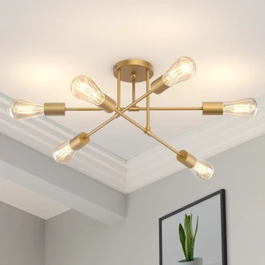 Phaosio Gold 22" Modern Sputnik Chandelier, 6-Lights Ceiling Light Fixtures Phaosio Gold 22" Modern Sputnik Chandelier, 6-Lights Ceiling Light Fixtures