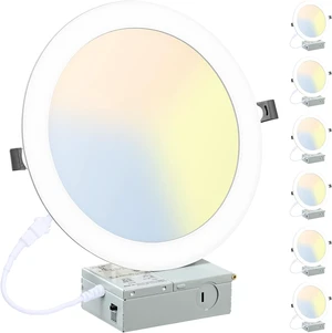 6 Pack 8 Inch LED Recessed Lighting with Junction Box Ultra-Thin, 3000K/4500K/6000K Selectable, 8" Dimmable Canless LED Downlight, 1800LM CRI80 High Brightness 5%-100% Recessed Light 6 Pack 8 Inch LED Recessed Lighting with Junction Box Ultra-Thin, 3000K/4500K/6000K Selectable, 8" Dimmable Canless LED Downlight, 1800LM CRI80 High Brightness 5%-100% Recessed Light
