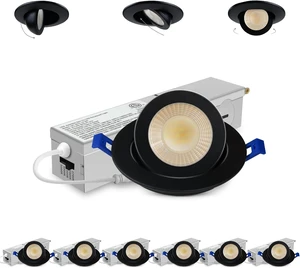 Adetu 6 Pack 2 Inch 5CCT Black Eyeball Gimbal LED Recessed Lighting Adetu 6 Pack 2 Inch 5CCT Black Eyeball Gimbal LED Recessed Lighting