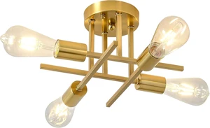 EGM Semi Flush Mount Ceiling Light 4-Light Gold Sputnik Chandelier, 1-Pack EGM Semi Flush Mount Ceiling Light 4-Light Gold Sputnik Chandelier, 1-Pack